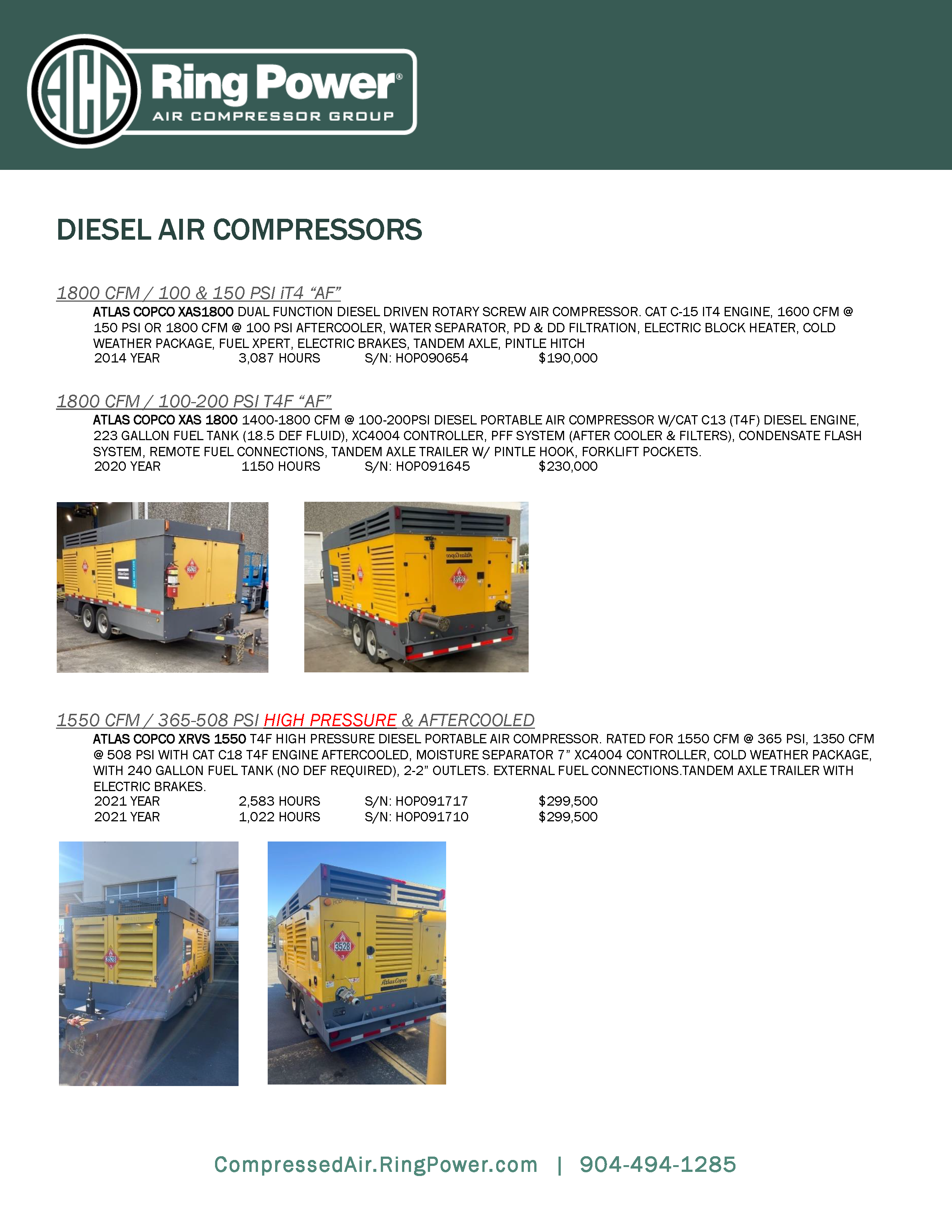 used diesel air compressors florida